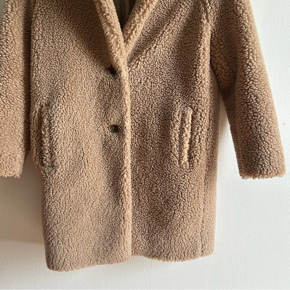 Aritzia Wilfred Free Sz S The Teddy Cocoon Cozy Tan Relaxed Coat - Picture 5 of 12